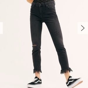 Free people great heights frayed skinny jeans black size 26